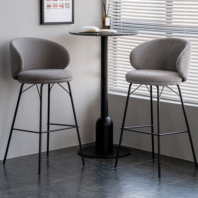 Modern Backrest Armless Counter Stool Upholstered Bar Stool with Metal 4 Legs