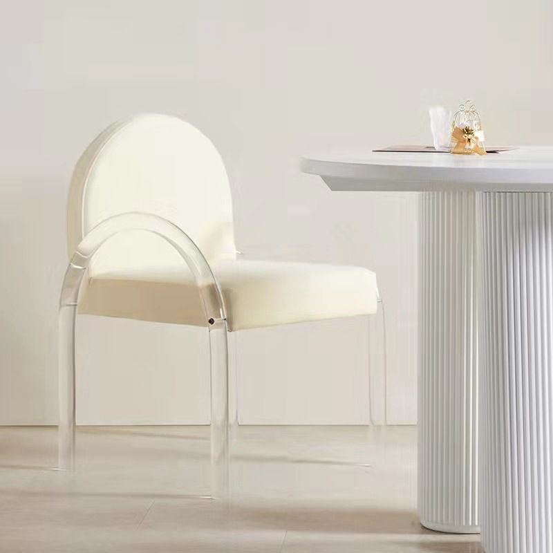 Glam Acrylic Dining Armchair Upholstered Velvet Dining Arm Chair