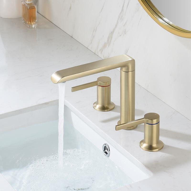 Modern Brass Tub Faucet with 2 Handles Deck Mount Bathroom Faucet