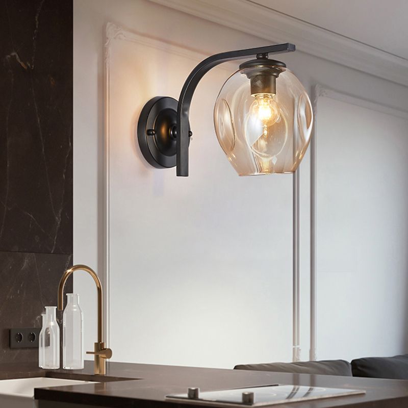 Glass Cup Shaped Sconce Lamp Stylish Modern 1 Head Wall Lighting Fixture