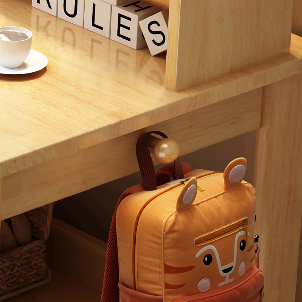 Wooden Desk Kids Desk 23.6" W Bedroom Writing Corner Kids Desk and Chair