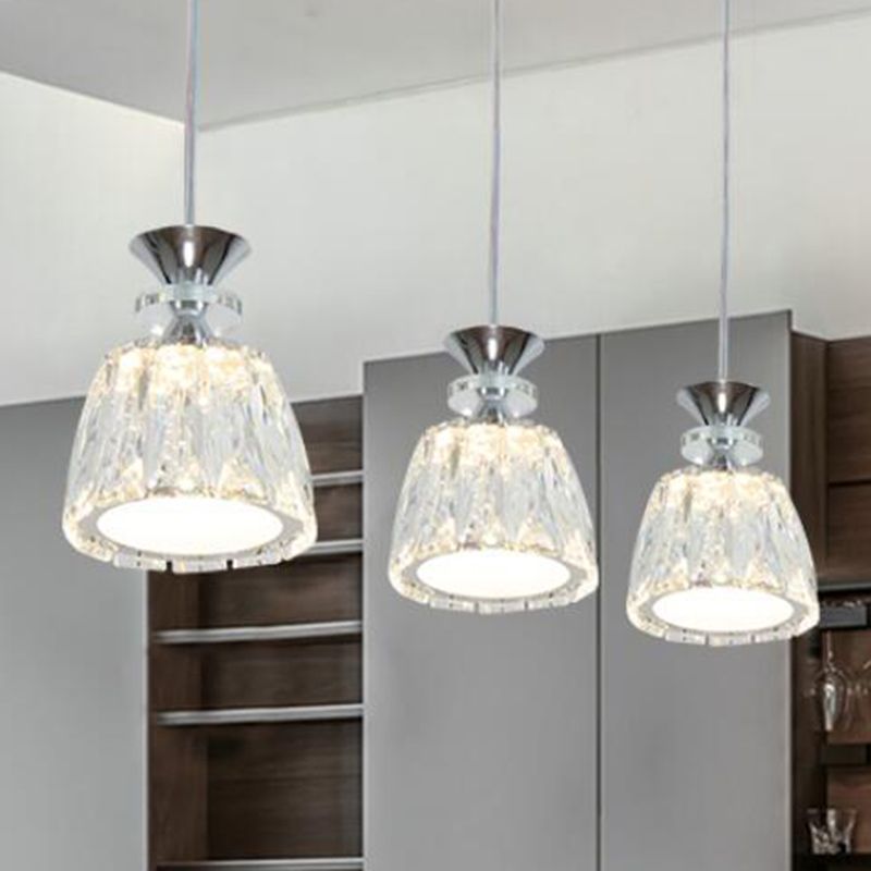 Glockenförmige Kristallcluster Anhänger moderne Chrom -LED -LED Hängende Licht für Esszimmer