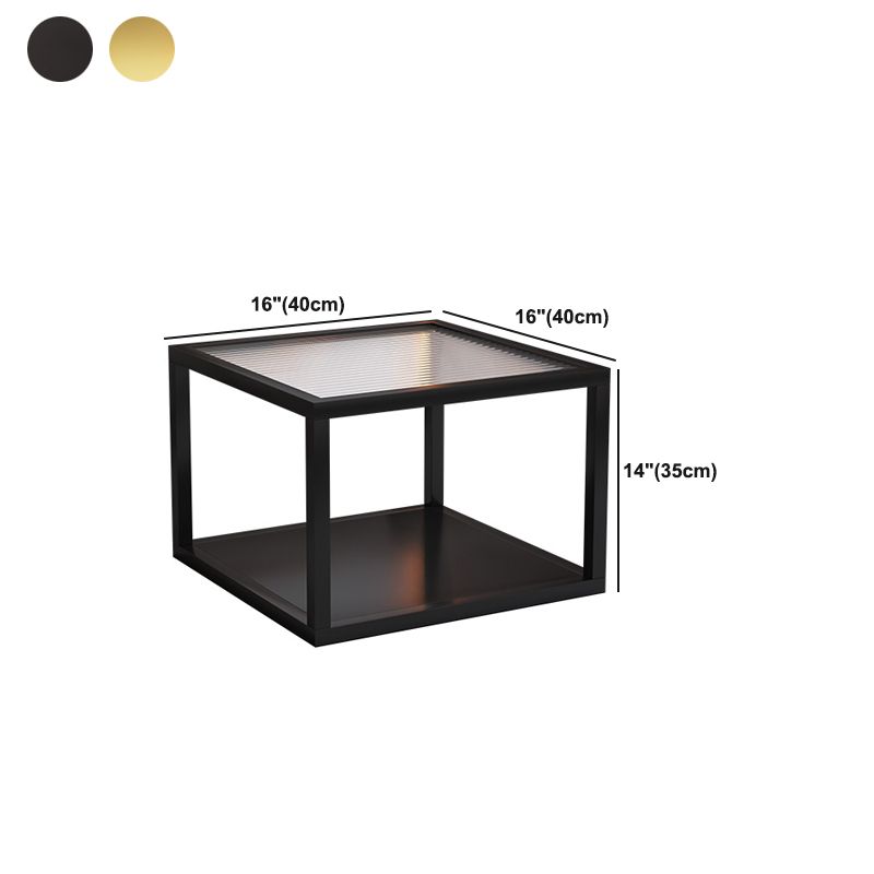 Minimalist Glass Top Coffee Table Round Open Shelf Cocktail Table