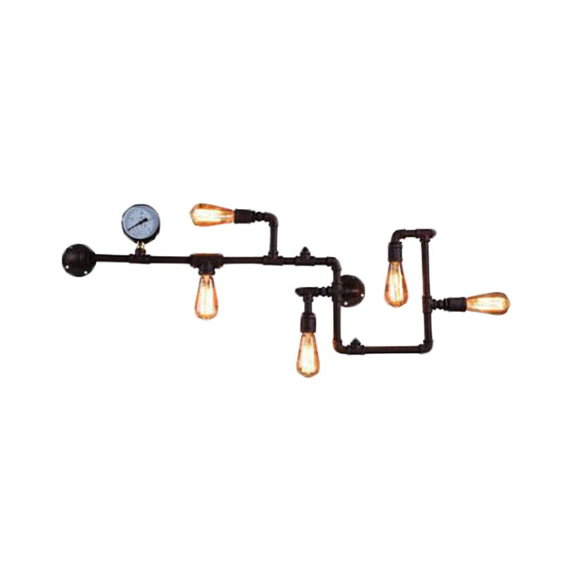 Industrial Twisted Pipe Wall Light Fixture 5 Heads Iron Wall Mount Sconce in Black/Bronze for Bedroom