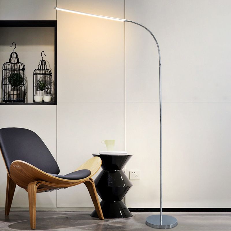 Silber Flexible Schwanenhals -Stofflampe Minimalist Metall LED Linear Klavier Licht Stehlampe