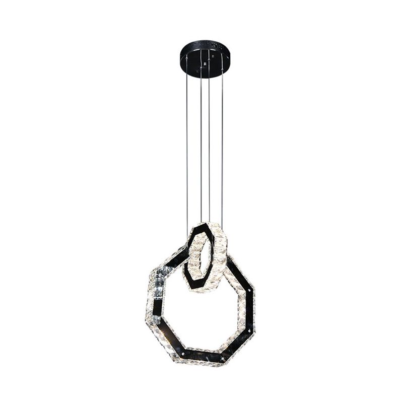 Luz de la lámpara de cristal de polígono LED Minimalista LED Black Colgante de iluminación de iluminación