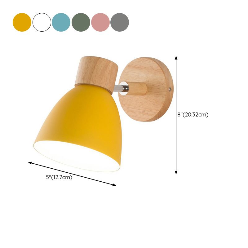 1-Light Metal Sconce Lighting Modern Wood Wall Light for Dining Room