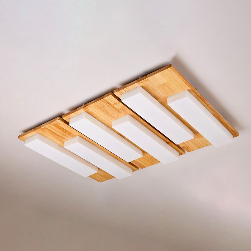 Multi-light Wooden Simplicity LED Ceiling Lamp Flush Mount Ceiling Light for Living Room