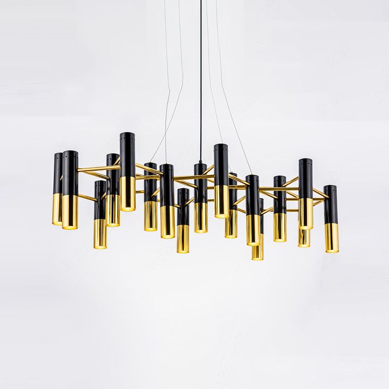 Partido colgante de metal de lámpara de araña posmoderna de oro negro para el dormitorio