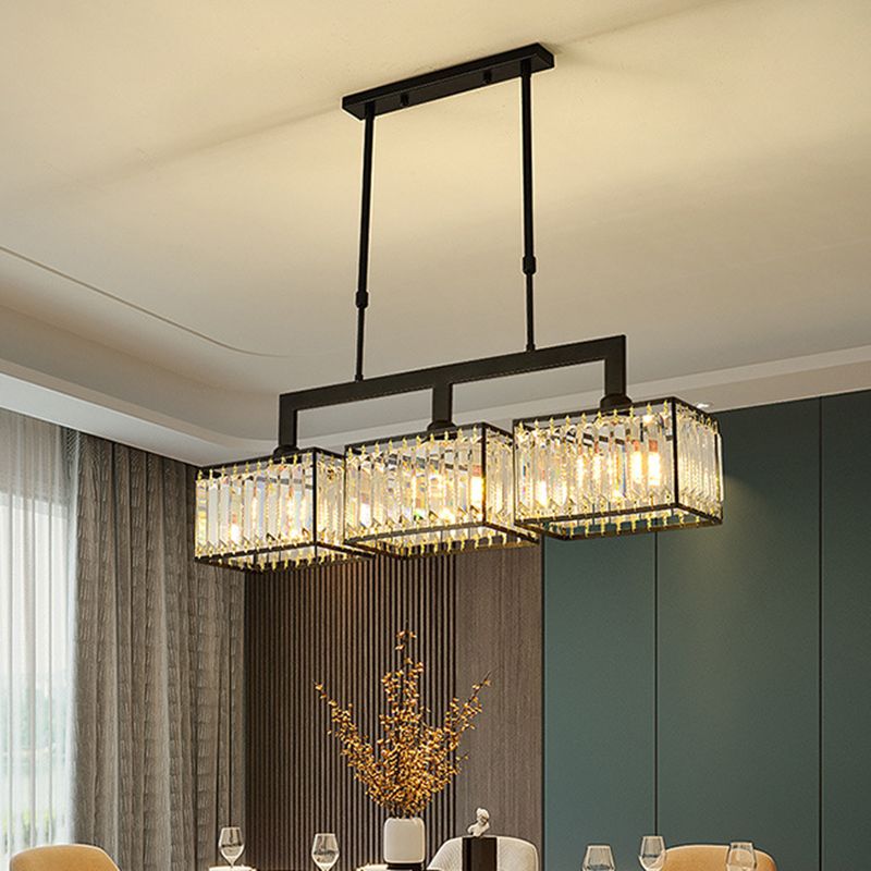 Nordic Style Hanging Lamp Crystal Island Light Fixture for Living Room