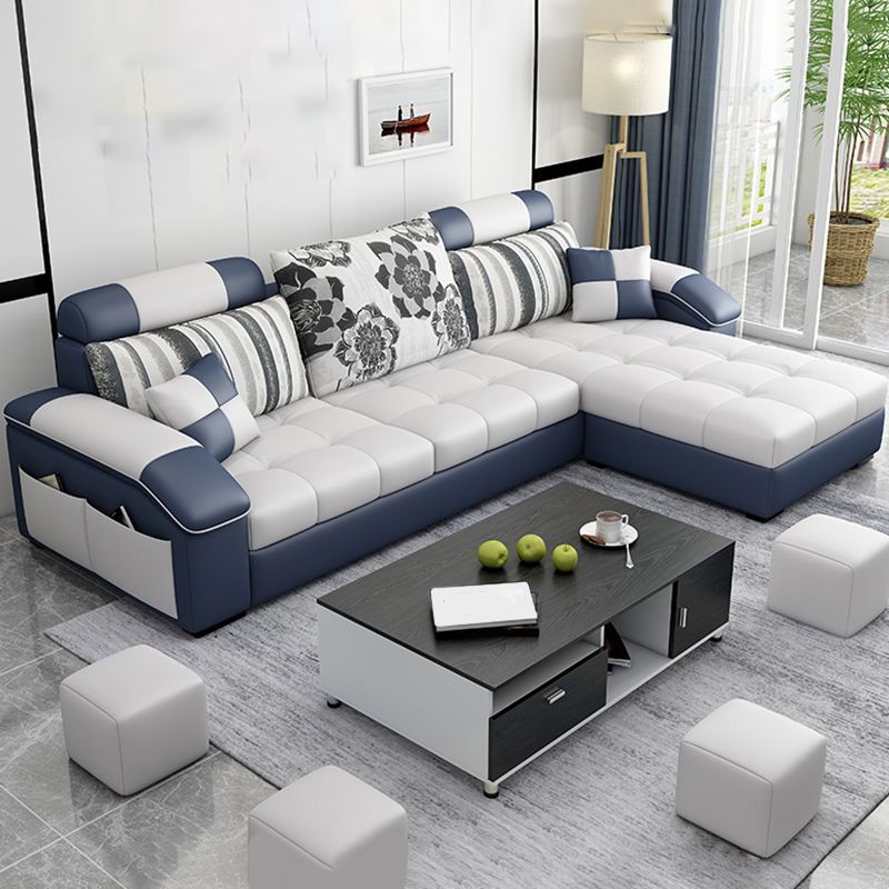 Faux Leather and Cotton Blend Sectional Couch for 3/4 People