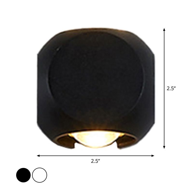 Mini Cube Wall Washer Sconce Nordic Aluminum 2/4-Head Living Room LED Wall Lamp in Black/White