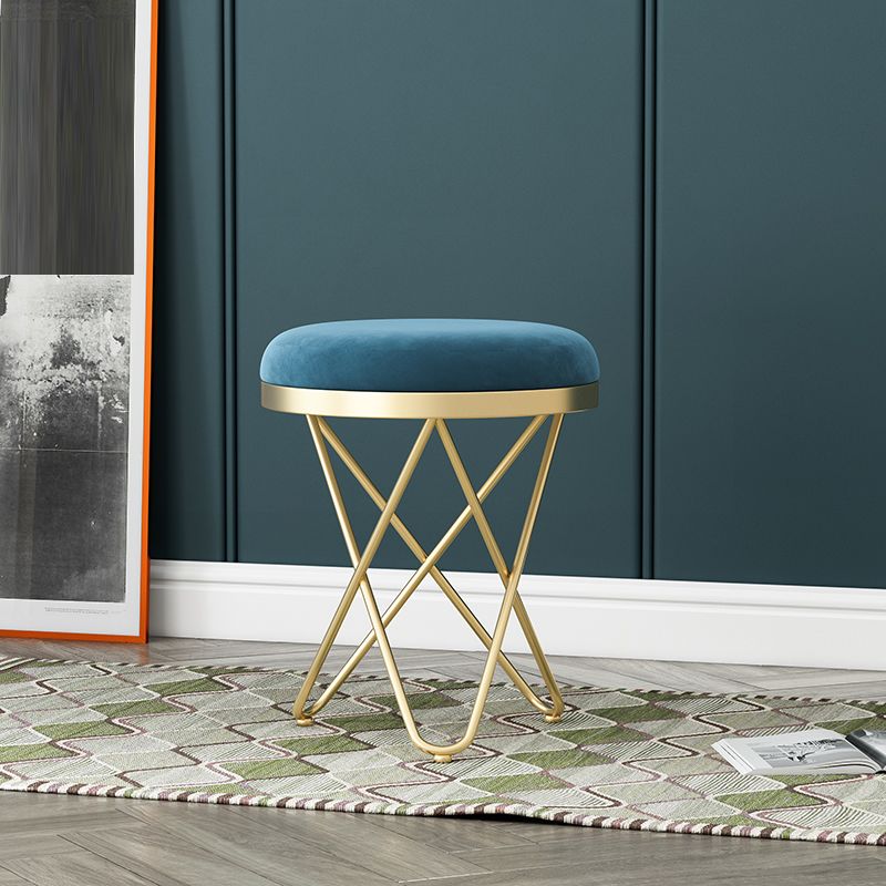 Gorgeous Velvet Pouf Ottoman Pure Color Stain Resistant Round Footstool Ottoman