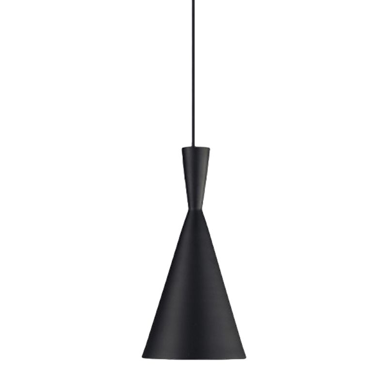 Metal Cone/Saucer/Urn Pendant Light Industrial Black/White/Gold Hanging Light with Linear/Round Canopy