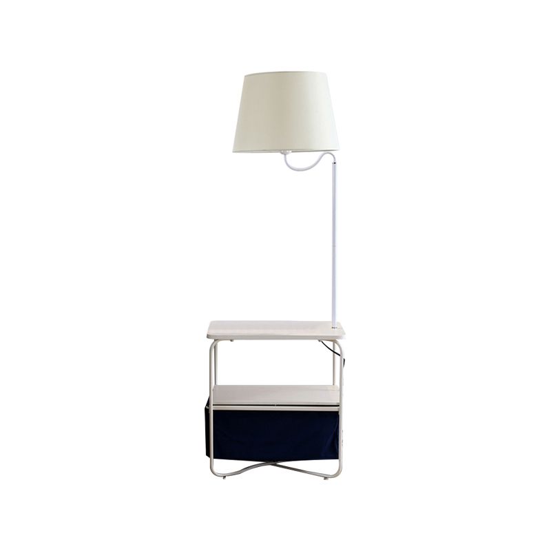 Lámpara de pie moderna en forma de urna 1 Bulbo de lectura de piso blanco con mesa redonda/cuadrada para la cama