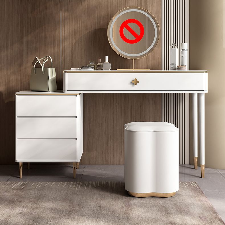 White Vanity Solid Wood Makeup Dressing Table Luxurious Stool Set