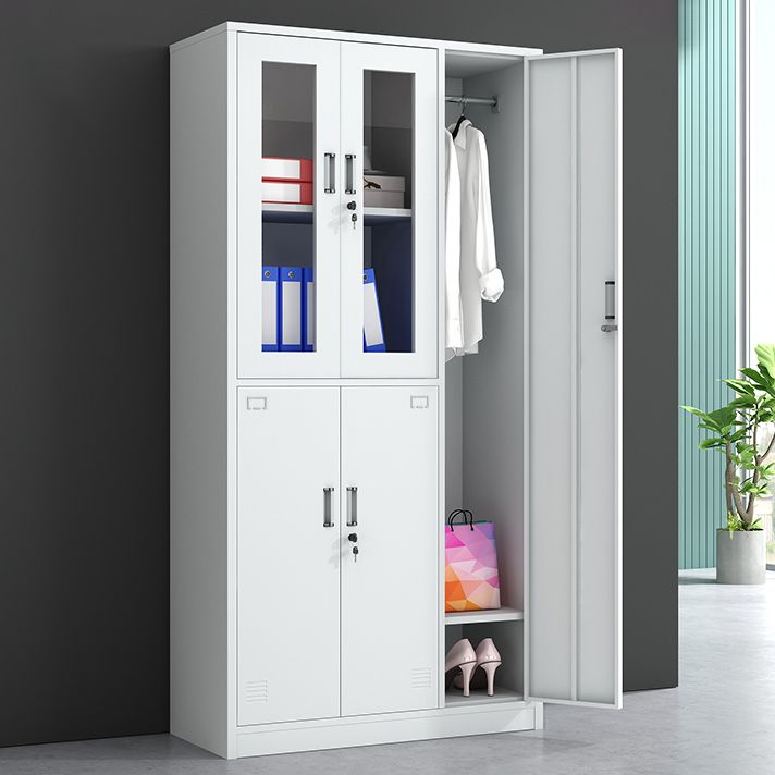 White Metal Cabinet for Bathroom Contemporary Storage Cabinet with Hinged Door