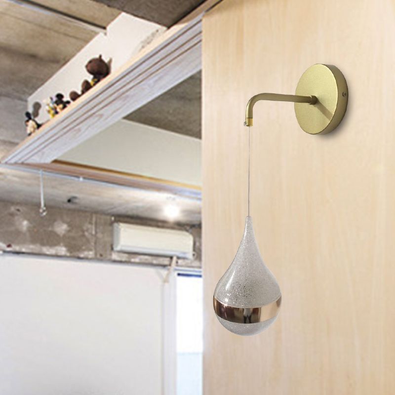 Gold Teardrop Wall Sconce Lighting Contemporary LED Crystal Wall Light Fixture in Warm/White/3 Color Light