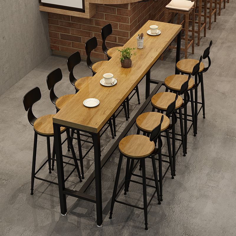 Industrial 1/611 Pieces Bar Table Set Rectangle Pine Wood Counter Table with High Stools