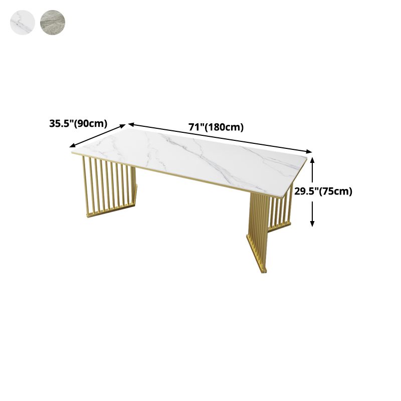 Mesa de comedor de piedra sinterizada Mesa de comedor rectangular de lujo tradicional con marco dorado