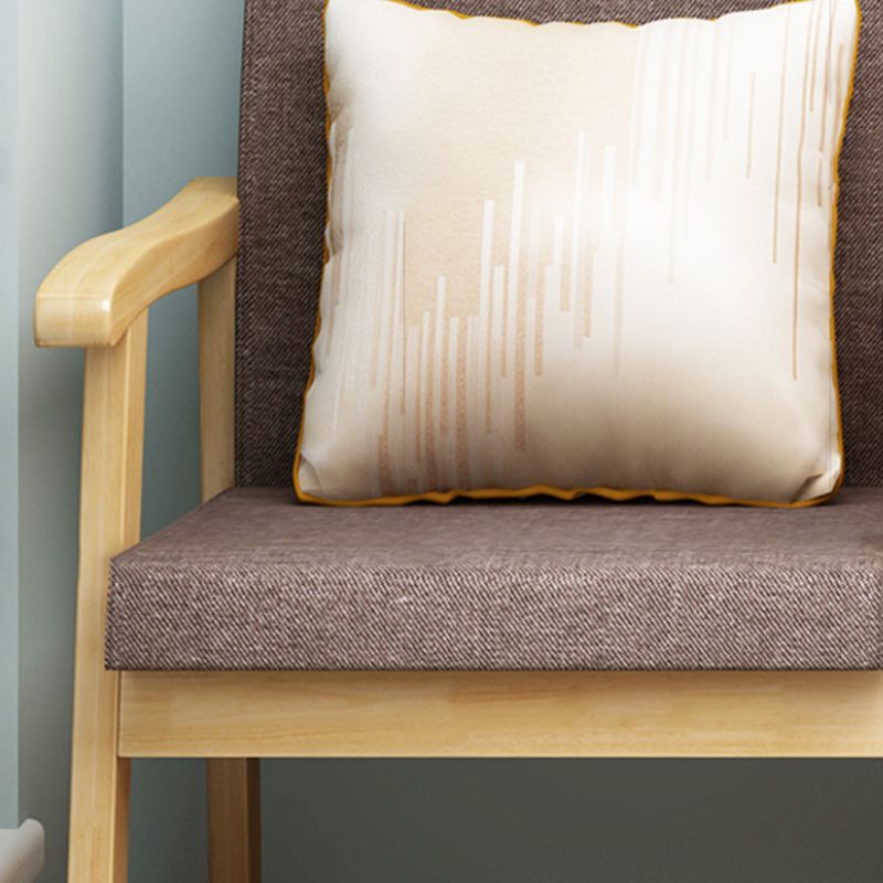 Nordic Style Wood Armrest Cushion Back Solid Wood Frame Arm Chair