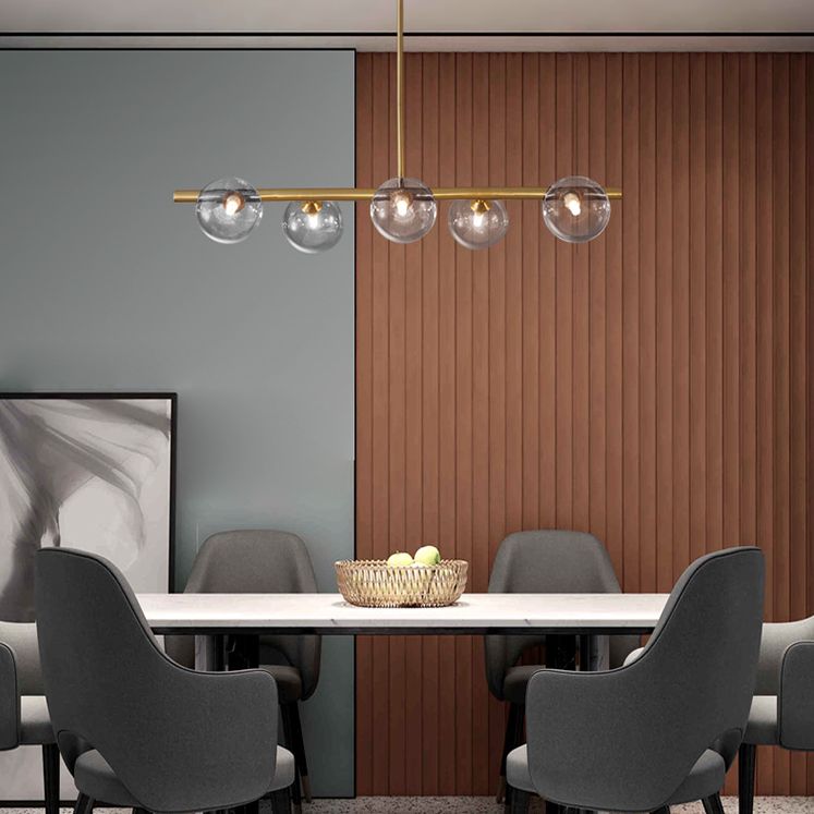 Glass Round Island Lighting Fixture Modern Chandelier Lighting Fixture for Dinning Room