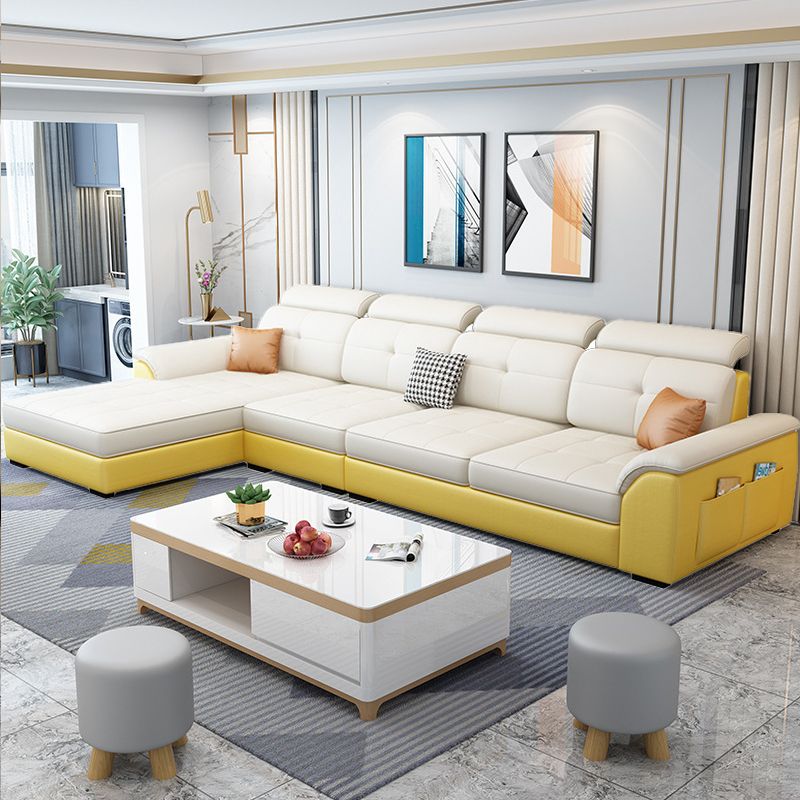 Nordic Style Sofa Bed Latex/sponge Seat Filling Imitation Leather Sofa