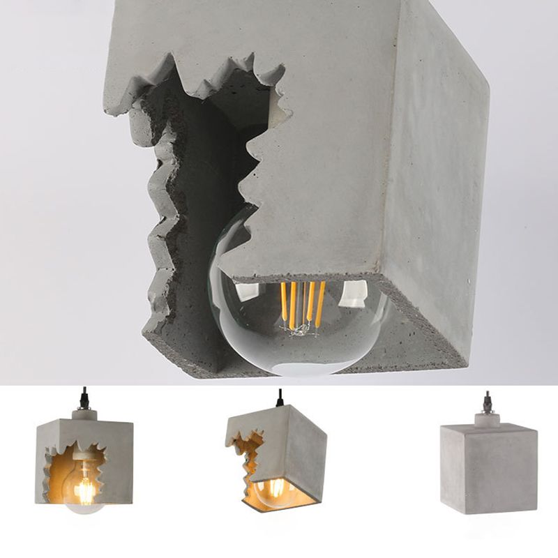Notch Design Cement Hanging Light Creative Single Bulb Mini Ilumining Pending para Bar Cafe Shop