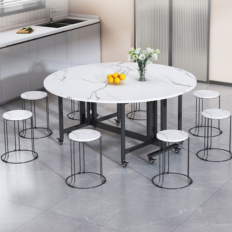 Folding Dining Table Faux Marble Dining Table with Black Frame