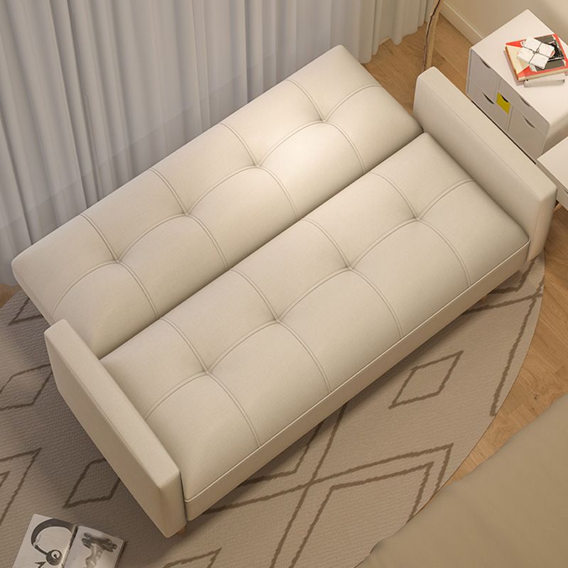 Tufted Split-Back Seating Leather Square Arm Sofa with Pillows
