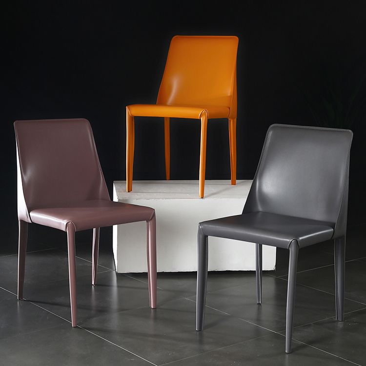 Sillas de comedor de cuero contemporáneas tapizadas sin brazos para uso doméstico