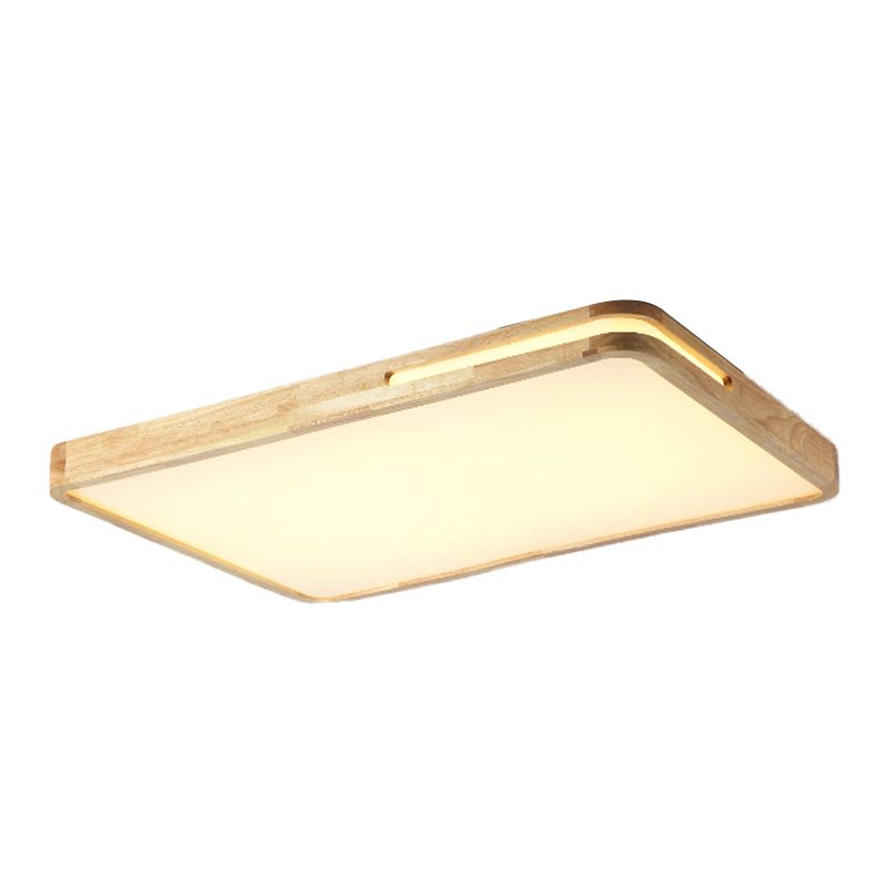 Modern Wood Flush Mount Geometric Shape Ceiling Lamp with Acrylic Shade for Living Room