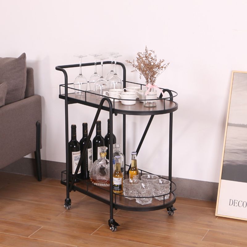 Modern 31.1"H Rolling Prep Table Metal Prep Table with Open Storage