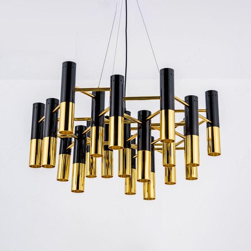 Partido colgante de metal de lámpara de araña posmoderna de oro negro para el dormitorio