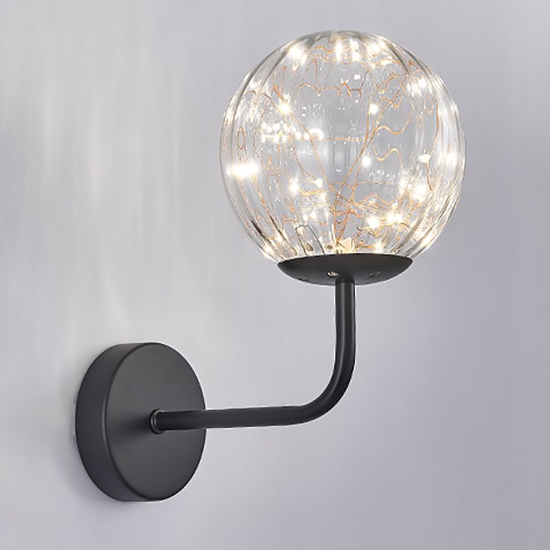 1 Light Spherical Wall Lights Modern Style Glass Wall Lighting Fixtures
