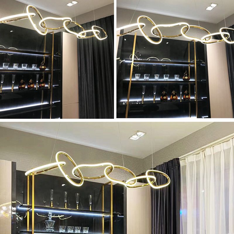 Rose Gold Metal Island Lights Acrylic Shade Modern Simplicity Hanging Lamp