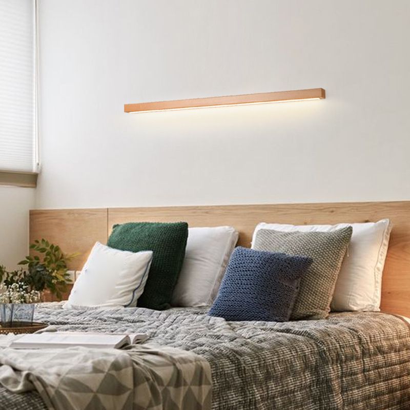 Linear Shape Wood Wall Light Modern Style 1-Light Wall Mount Lighting in Brown