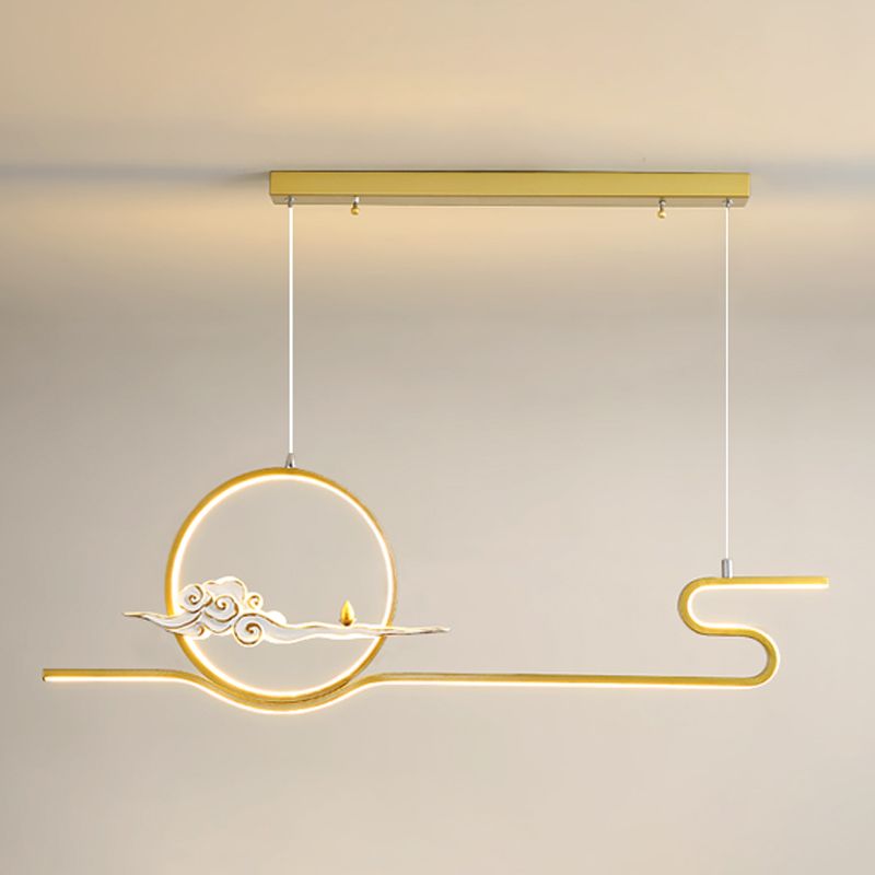 Modern Chandelier Linear Aluminum Island Chandelier Lights for Tea Room