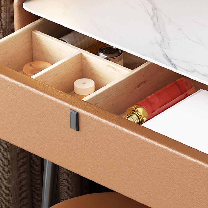 1/3 Drawers, 23.62"/27.56" Wide Vanity Set with Stool and Mirror,Brown