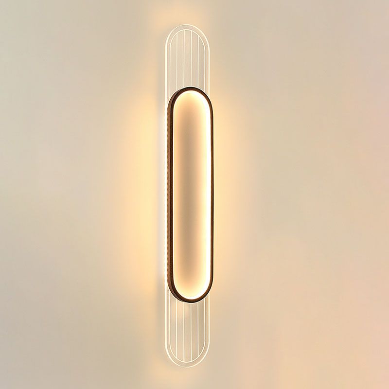 Houten eigentijdse muur sconce 1-licht ovale wand gemonteerde verlichting voor slaapkamer