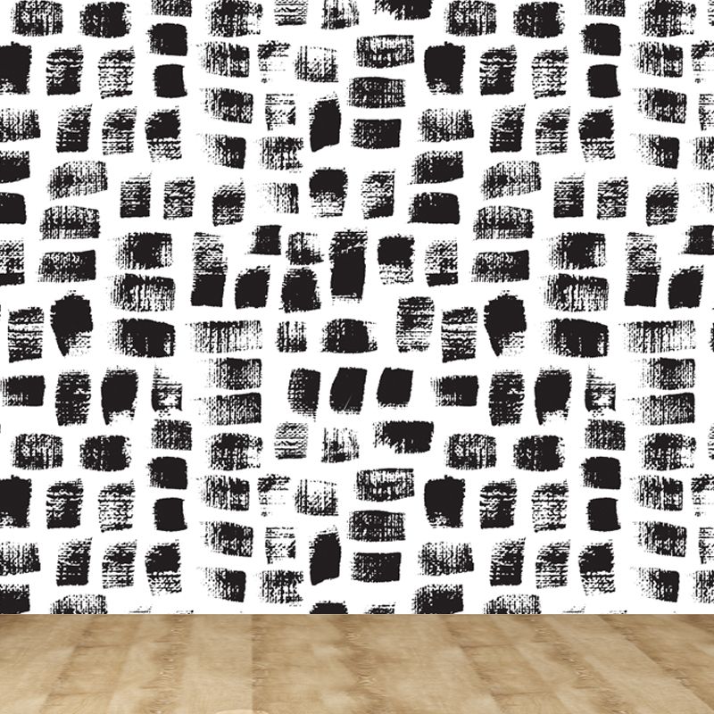 Seamless Pattern Plant Mural Decal Modern Non-Woven Cloth Wall Art in Black and White