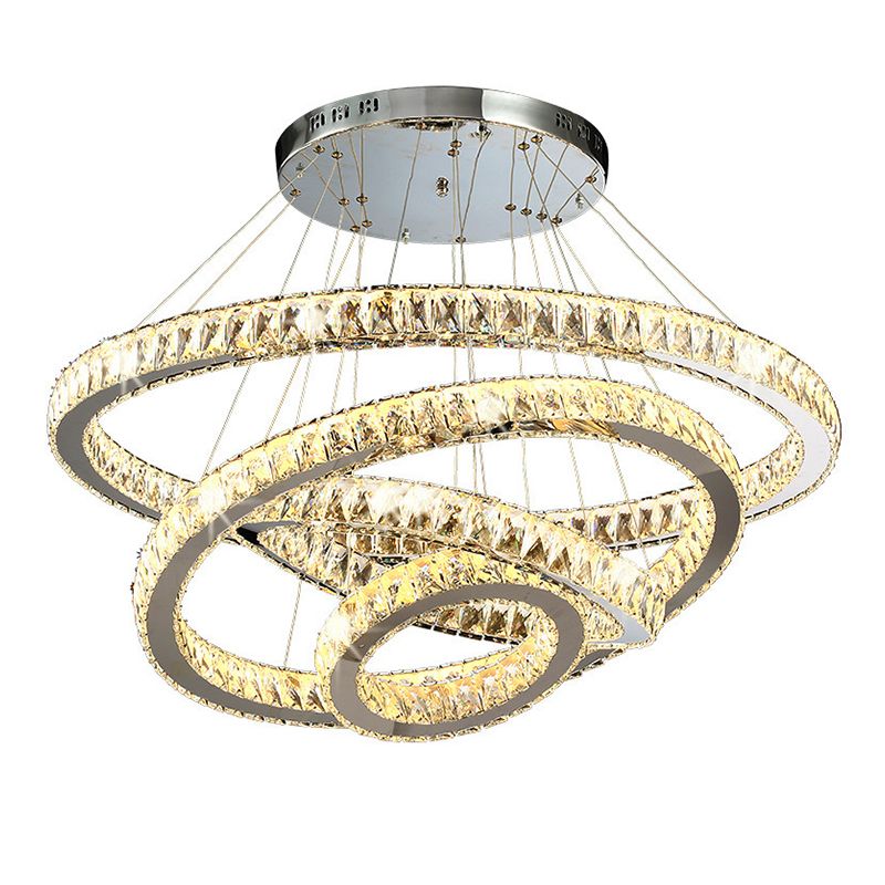 Orbicular Crystal Hanging Ceiling Light Modern Style Clear Chandelier Ceiling Lamp