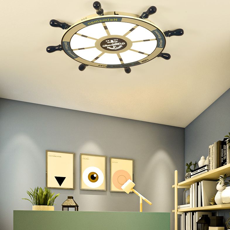 Children's Room Ceiling Light Fixture Nordic Modern Minimalist Style Boy Bedroom Creative Cute Cartoon Marine Rudder Lamps