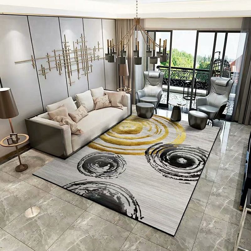 Orange Modern Rug Polyester Striped Area Rug Washable Rug for Home Decor
