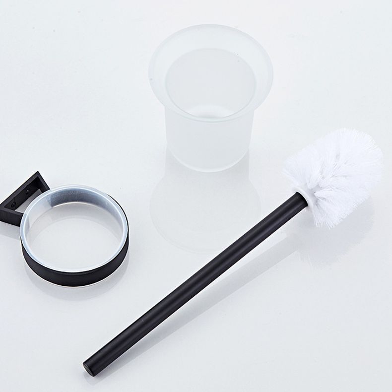 6-Piece Modern Bath Hardware Set in Aluminum Matte Black Towel Bar/Bath Shelf