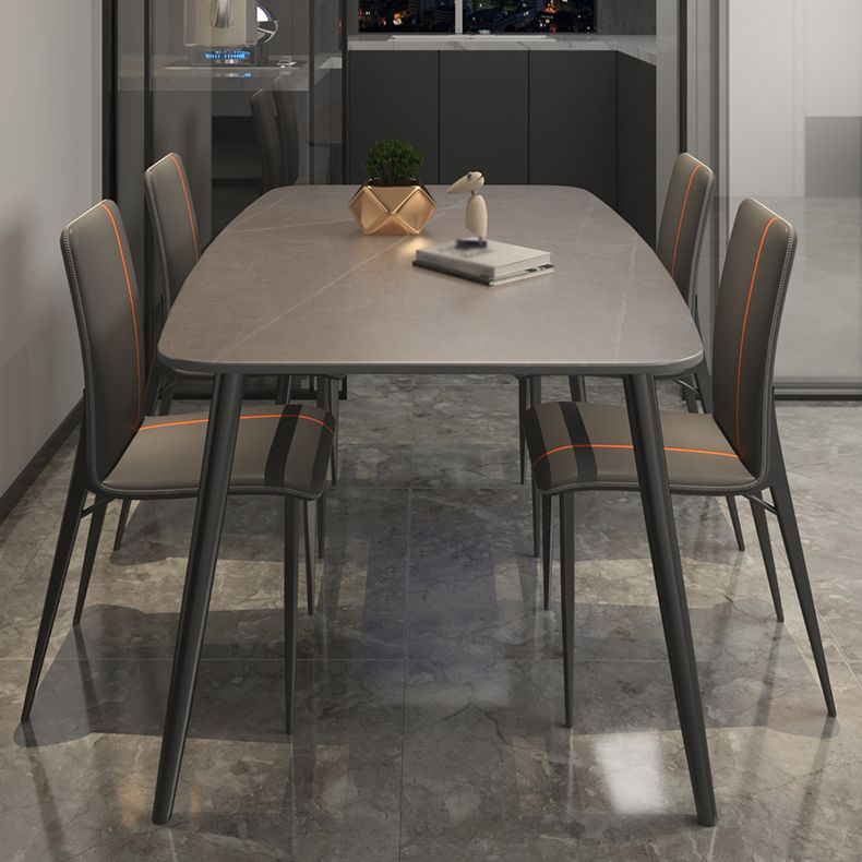 Sintered Stone Indoor Table in Grey Industrial Kitchen Table with 4 Legs