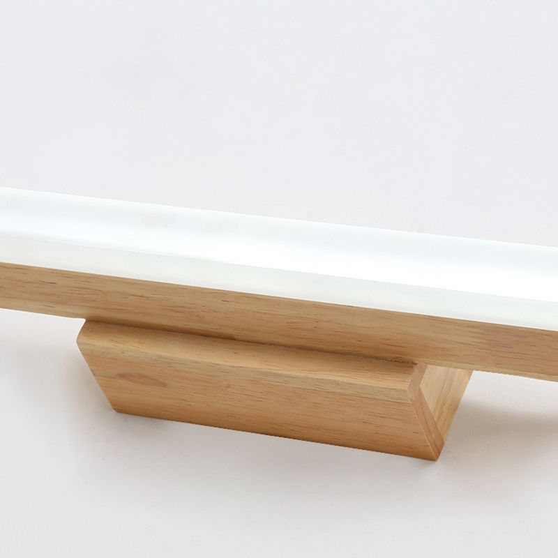 Wood Linear Shade Wall Sconce Modern 1 Light Mirror Wall Lighting Fixtures in Brown