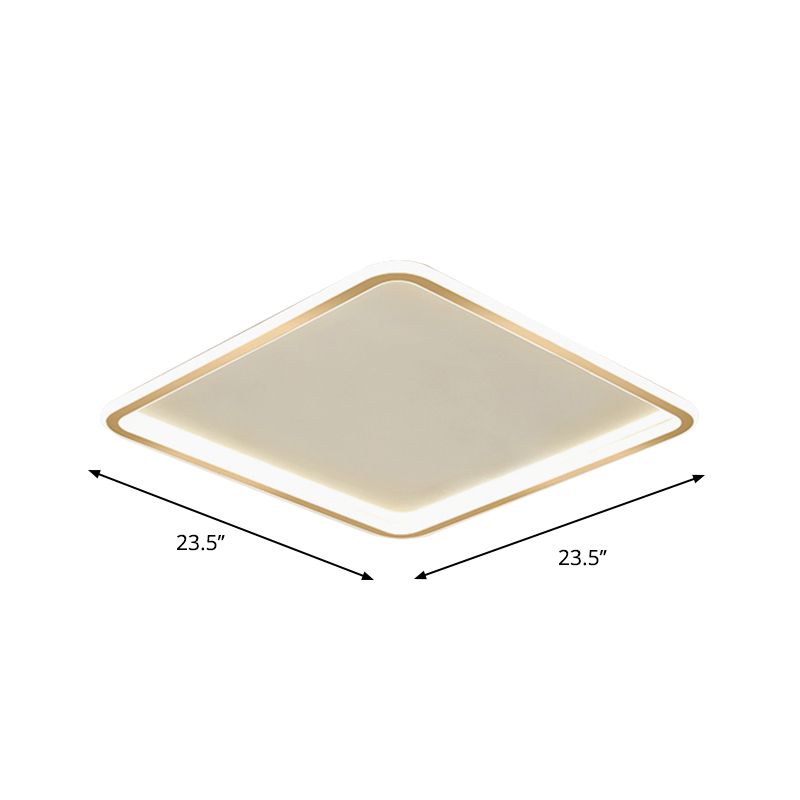 Goud extra dunne vierkante plafondlamp minimalisme acryl LED inbouwlamp in warm/wit licht, 16"/19,5"/23,5" breed