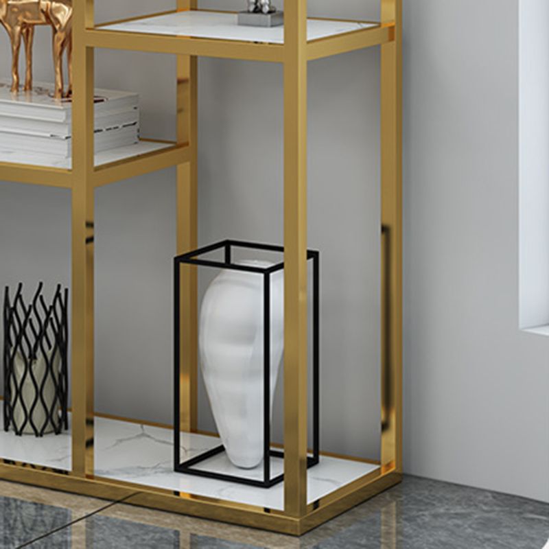 Gold Vertical Open Bookcase Glam Etagere Metal Book Shelf for Bedroom
