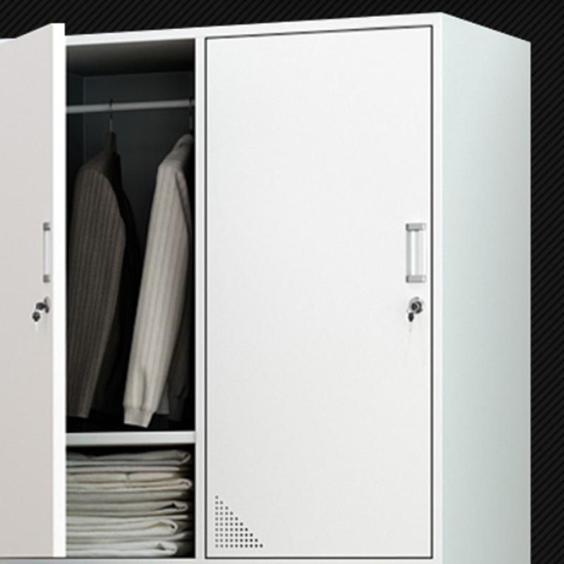 Contemporary Wardrobe Armoire White Color Steel Wardrobe Closet with Locks